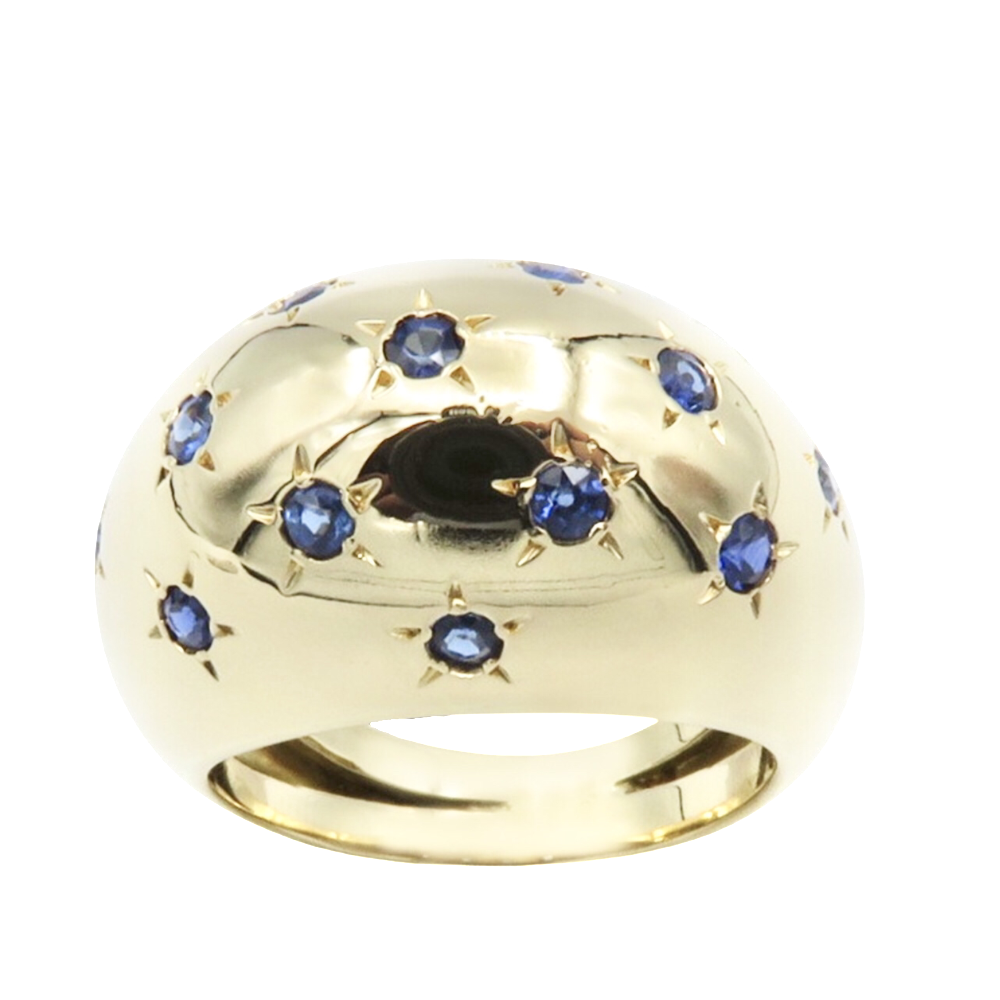 Bague jonc en Or jaune 18k avec saphirs. Taille 56. Poids: 11,90 grs