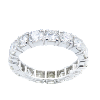 Alliance or gris 18k avec 4,25 Cts de Diamants Brillants G-VS. Taille 56.