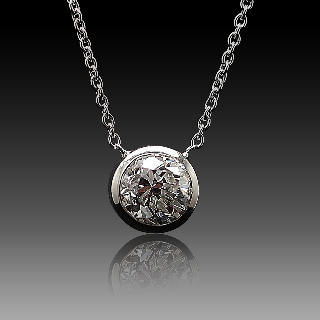 Collier Pendentif Diamant de 1.01 Cts G-VVS2 . Or 18 Cts. 