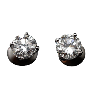 Puces d'oreilles Or gris 18k avec Diamants brillants 1.04 Cts et 1.01 Cts. E-VS2 Puces d'oreilles Or gris 18k avec Diamants brillants 1.04 Cts et 1.01 Cts. E-VS2