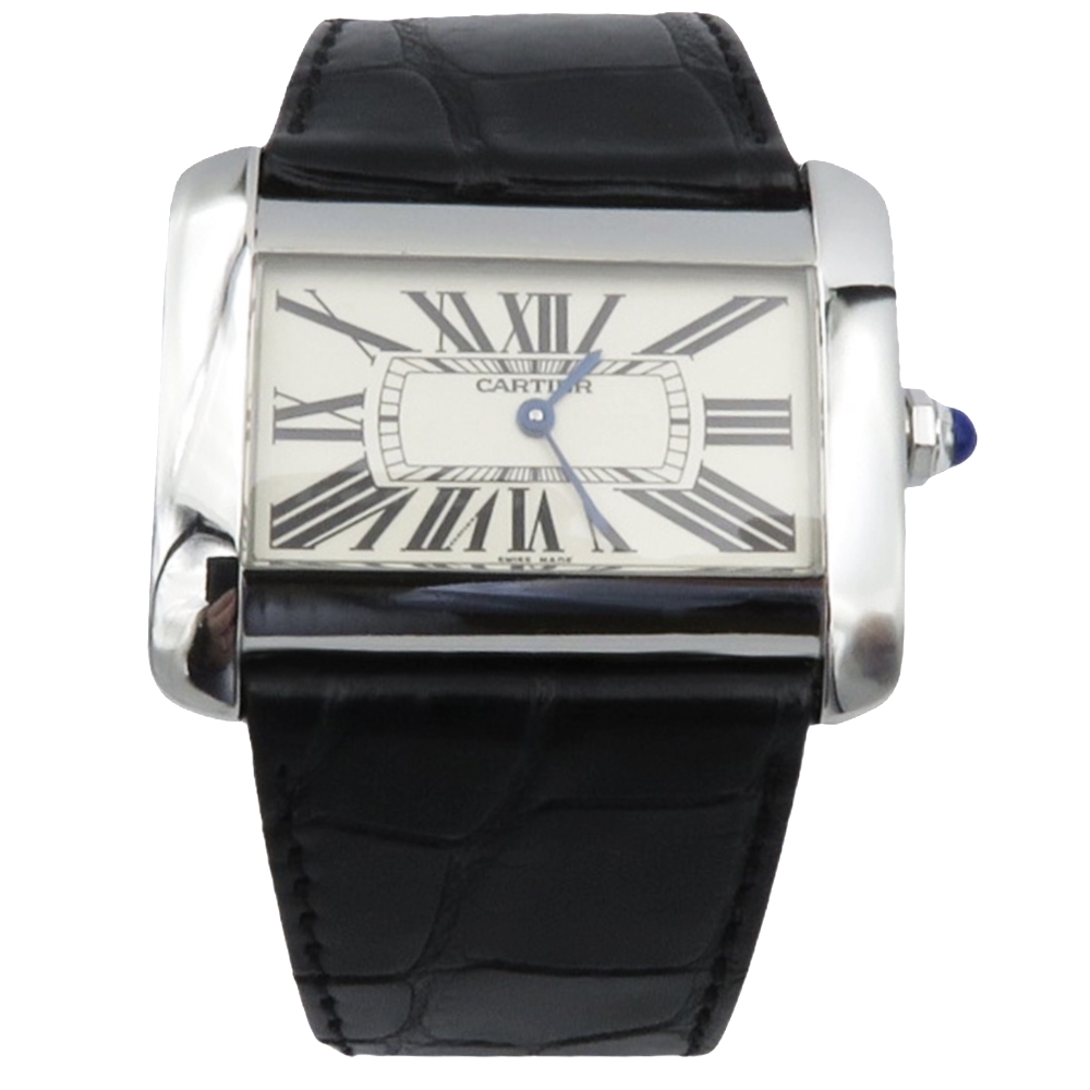 Montre Cartier Divan Dame acier Grand modèle Quartz Montre Cartier Divan Dame acier Grand modèle Quartz