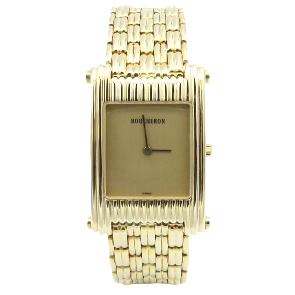 Montre Boucheron "Reflet"  homme grand modèle à quartz en or jaune 18k .