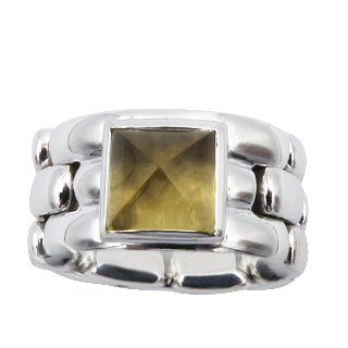 Bague Chaumet "Khesis" en or gris 18k avec citrine. Taille 53