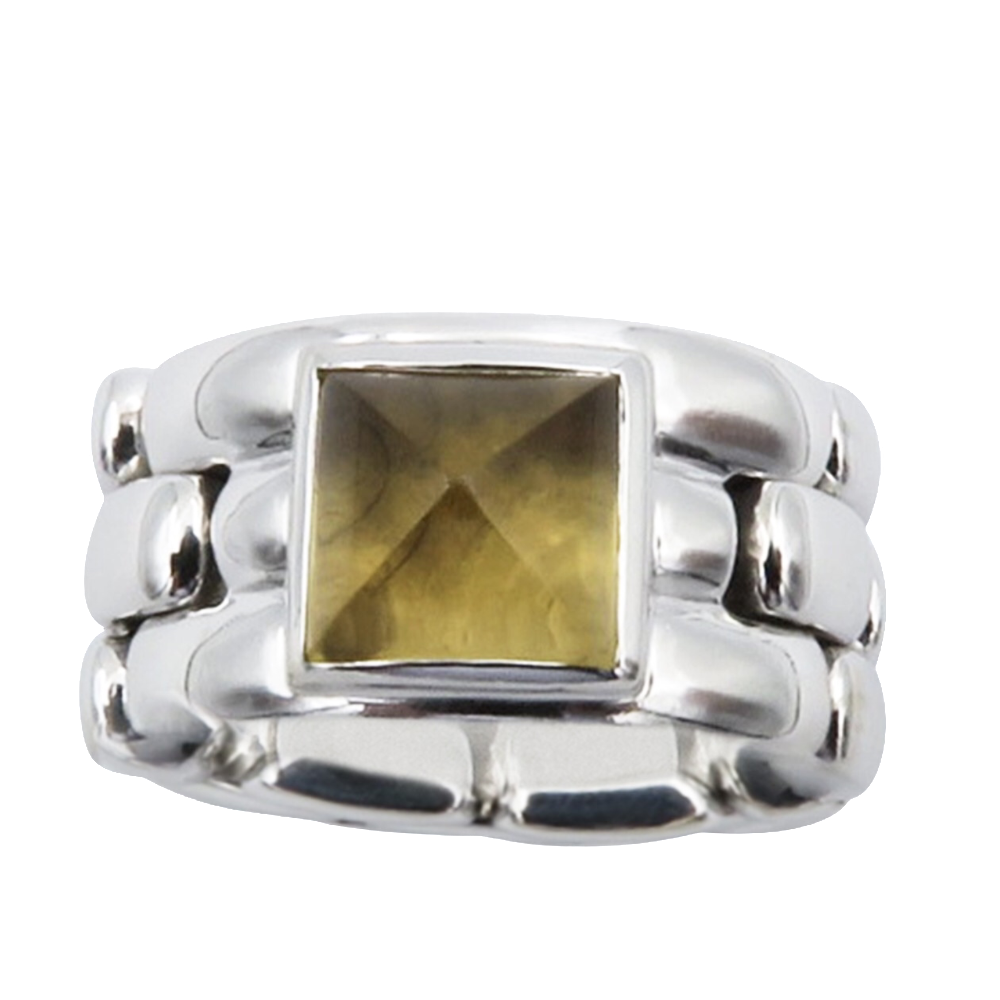 Bague Chaumet "Khesis" en or gris 18k avec citrine. Taille 53