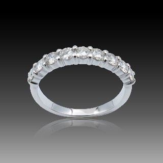 Demi Alliance or gris 18k avec 0,65 Cts de Diamants Brillants . Taille 53.