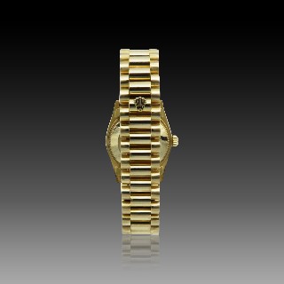 Montre Rolex Oyster Datejust Médium Or 18k Massif de 2010 et diamants. Cadran jaune. Ref : 68238 .