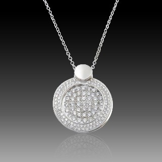 Collier Pendentif  Or Gris 18k et 2,0 carat de Diamants extrablancs.