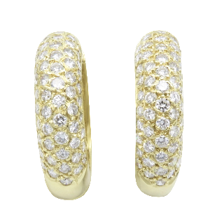 Boucles d'oreilles Créoles en Or jaune 18k et 3,0 Cts Diamants brillants