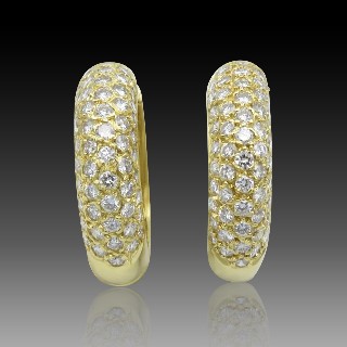 Boucles d'oreilles Créoles en Or jaune 18k et 3,0 Cts Diamants brillants