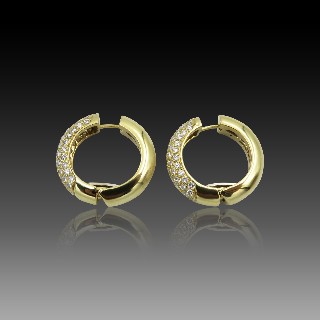 Boucles d'oreilles Créoles en Or jaune 18k et 3,0 Cts Diamants brillants