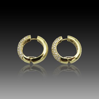 Boucles d'oreilles Créoles en Or jaune 18k et 3,0 Cts Diamants brillants Boucles d'oreilles Créoles en Or jaune 18k et 3,0 Cts Diamants brillants