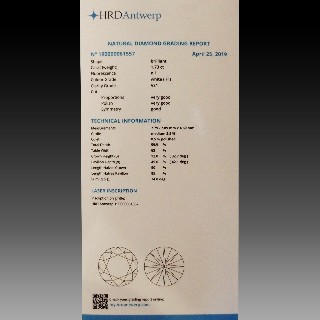 Solitaire diamant de 1.73 Cts . H/VS1 . en or gris 18k, Certificat HRD. avec tapers 
