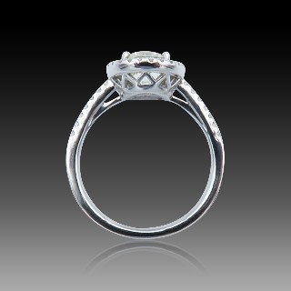 Solitaire en Or gris 18 Cts avec Diamant brillant 1,22 Cts K-SI1 + 0,28 Cts