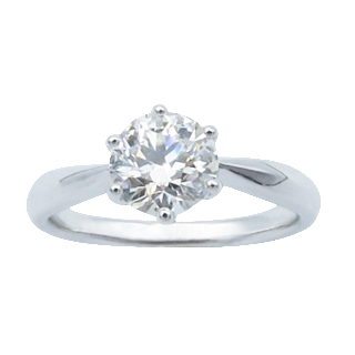 Solitaire en Or gris 18 Cts avec Diamant brillant 1,08 Cts G-SI1 (HRD)