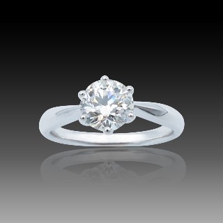 Solitaire en Or gris 18 Cts avec Diamant brillant 1,08 Cts G-SI1 