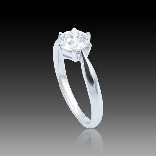 Solitaire en Or gris 18 Cts avec Diamant brillant 1,08 Cts G-SI1 