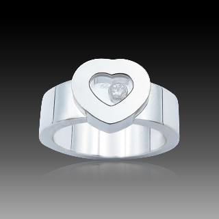 Bague Chopard Happy Diamonds Or Gris 18k Diamants. Taille 53