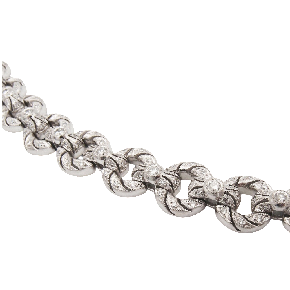 Bracelet articulé en or gris 18 Cts avec 221 diamants  soit 2.2 cts