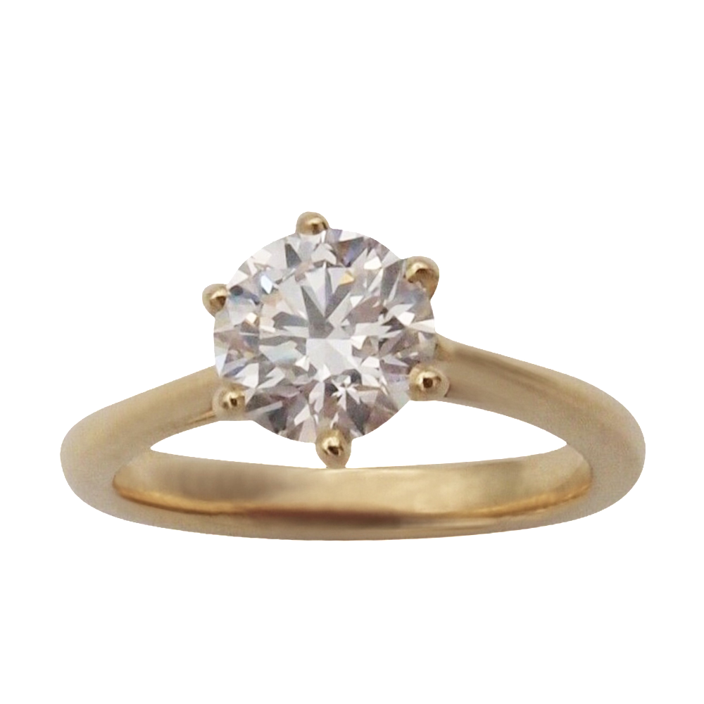 Solitaire en Or Jaune 18 Cts avec Diamant brillant 1,03 Cts F-SI1 (GIA)