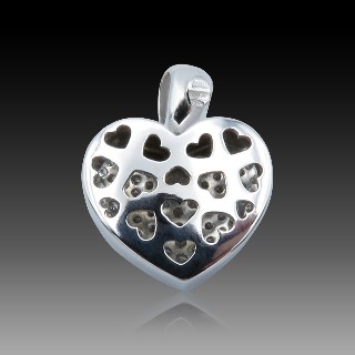 Pendentif  Coeur Or Gris 18k et 1,0 cts de Diamants brillants