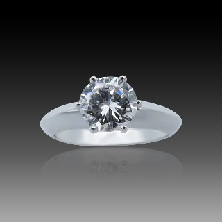 Solitaire en Or gris 18 Cts avec Diamant brillant 1,08 Cts D-SI1 (HRD)