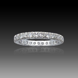 Alliance or gris 18k avec 1.40 Cts de Diamants Brillants . H-VS . Taille 52.