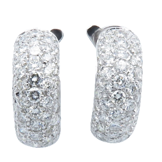 Boucles d'oreilles Créoles en Or gris 18k et 2,0 Cts Diamants brillants