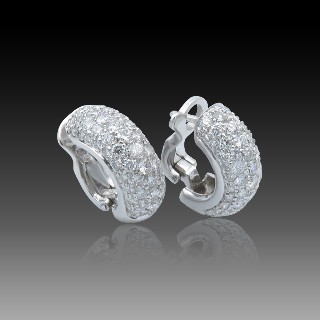 Boucles d'oreilles Créoles en Or gris 18k et 2,0 Cts Diamants brillants