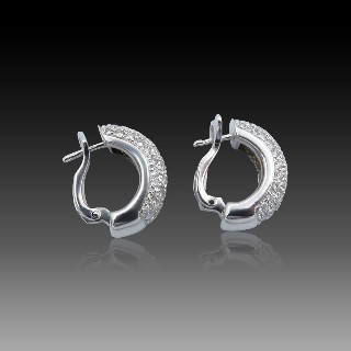 Boucles d'oreilles Créoles en Or gris 18k et 2,0 Cts Diamants brillants