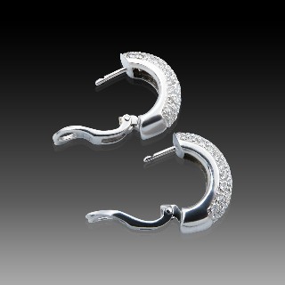 Boucles d'oreilles Créoles en Or gris 18k et 2,0 Cts Diamants brillants