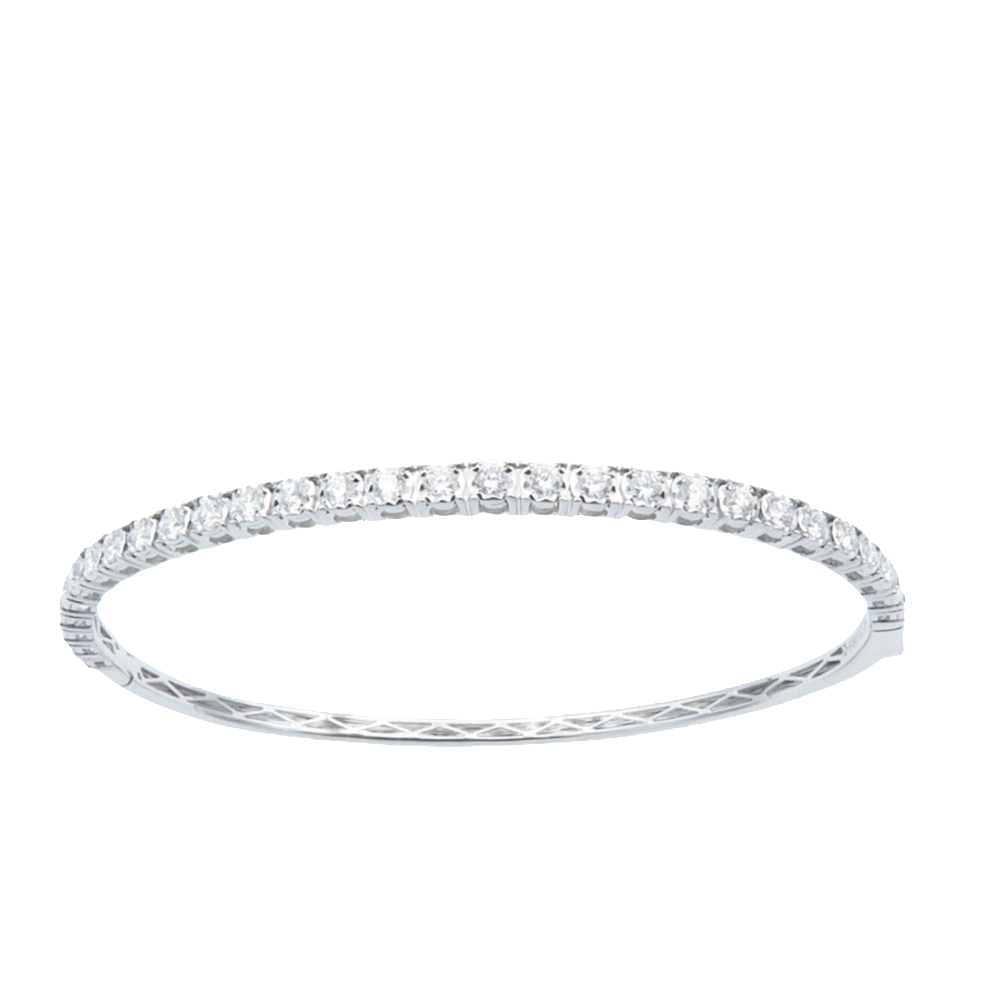 Bracelet rigide ouvrant en or gris 18k sertis de 29 diamants brillants.