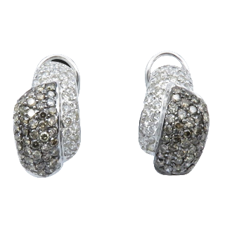 Boucles d'oreilles Diamants 1,50 Cts bruns et blancs H-VS en Or Gris 18k