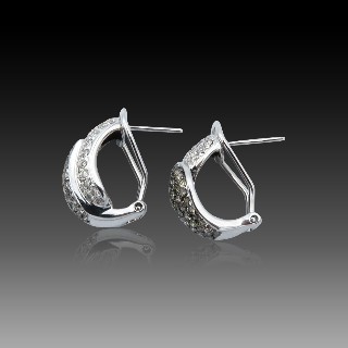 Boucles d'oreilles Diamants 1,50 Cts bruns et blancs H-VS en Or Gris 18k