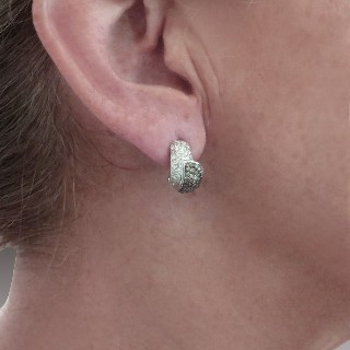 Boucles d'oreilles Diamants 1,50 Cts bruns et blancs H-VS en Or Gris 18k