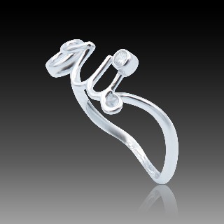 Bague Dior "OUI" . Or gris 18k de 2008 avec diamant . Taille 54