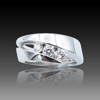 Bague Garel "NEIMA" Trilogie Or gris  18k et Diamants. Taille 53.