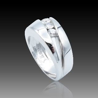 Bague Garel "NEIMA" Trilogie Or gris  18k et Diamants. Taille 53.