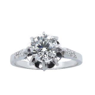 Solitaire en Or gris 18 Cts avec Diamant brillant 0,91 Cts G-VS2 (GIA)