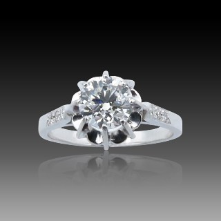 Solitaire en Or gris 18 Cts avec Diamant brillant 0,91 Cts G-VS2 (GIA)