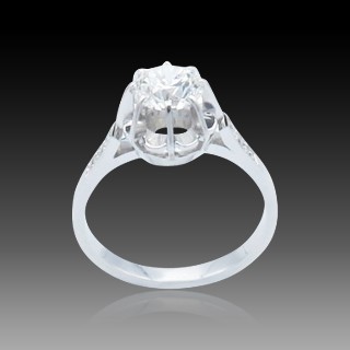 Solitaire en Or gris 18 Cts avec Diamant brillant 0,91 Cts G-VS2 (GIA)