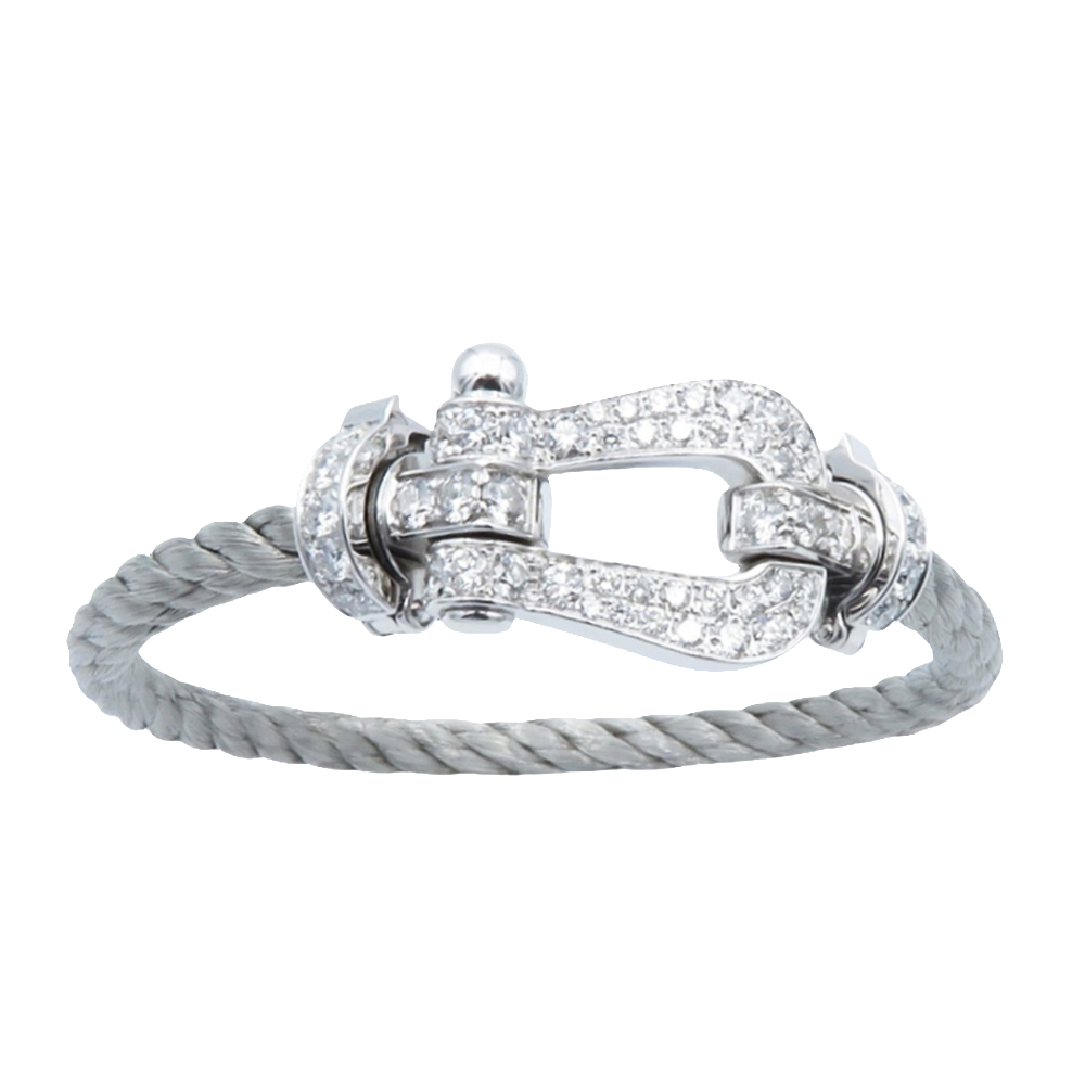 Bracelet Fred Force 10 en Or gris 18k et Diamants . Grand Modèle. 17 cm