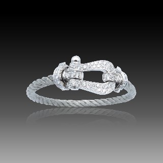Bracelet Fred Force 10 en Or gris 18k et Diamants . Grand Modèle. 17 cm