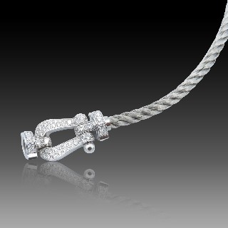 Bracelet Fred Force 10 en Or gris 18k et Diamants . Grand Modèle. 17 cm