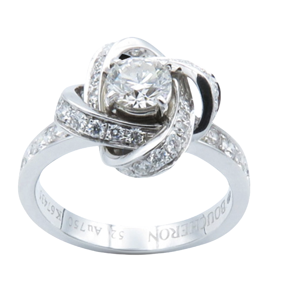 Bague Boucheron "Ava Pivoine" en Or gris 18k et diamants Taille 52. Full set