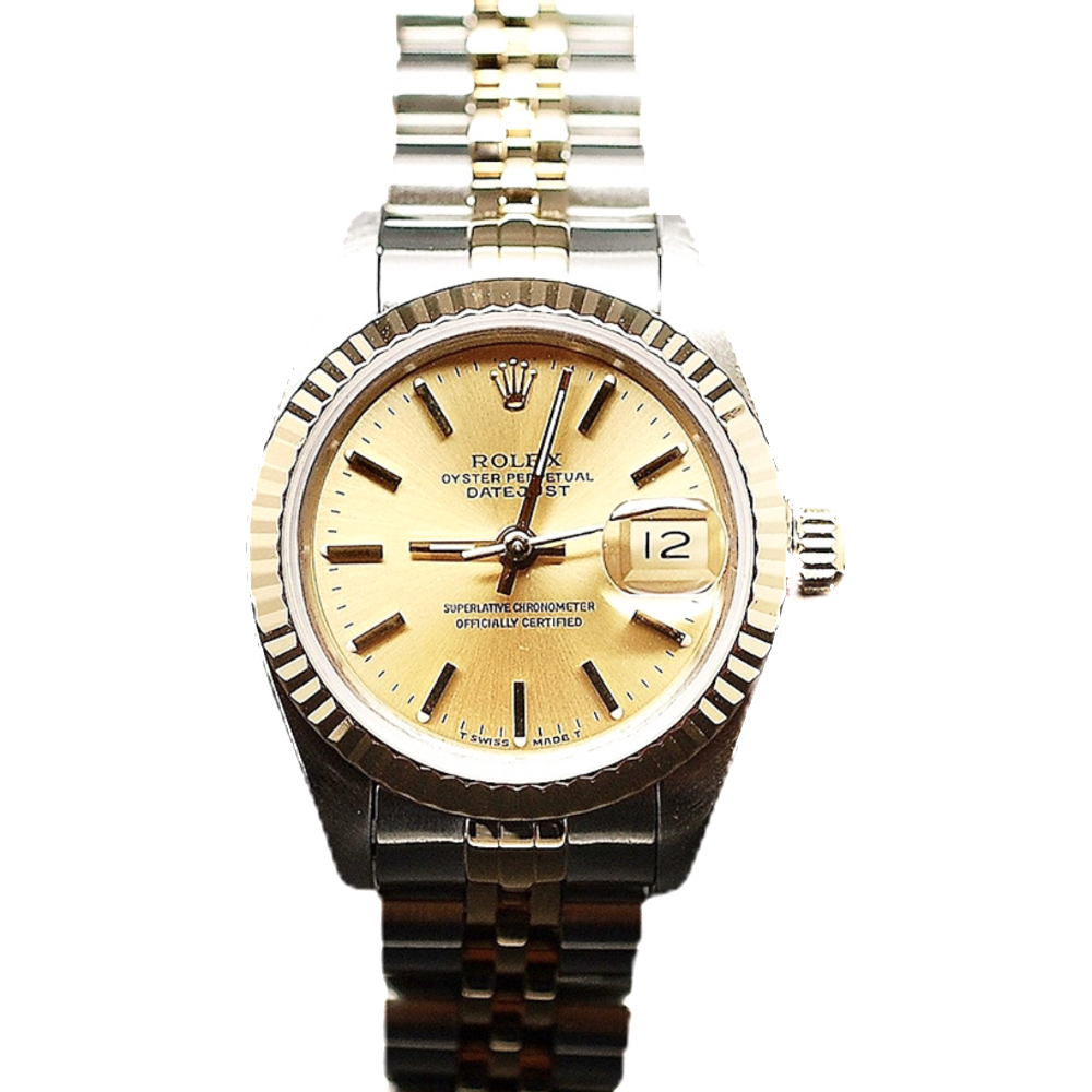 Montre Rolex Oyster Datejust Dame en Or & Acier de 1991. Cadran jaune. Ref : 69173 . Montre Rolex Oyster Datejust Dame en Or & Acier de 1991. Cadran jaune. Ref : 69173 .