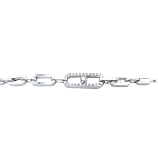 Sautoir Messika Move Uno Or gris 18k avec Diamants  90 cm. qualité G-VS 