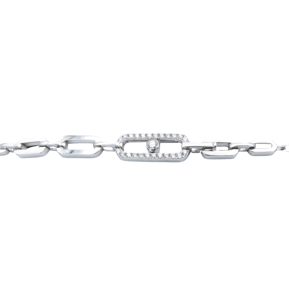 Sautoir Messika Move Uno Or gris 18k avec Diamants  90 cm. qualité G-VS 