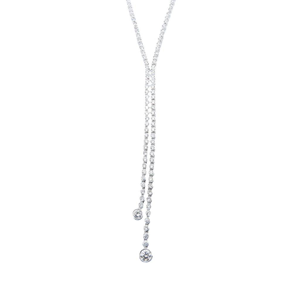 Collier Négligé en Or gris 18k avec 2,50 Cts de Diamants qualité G-VS 