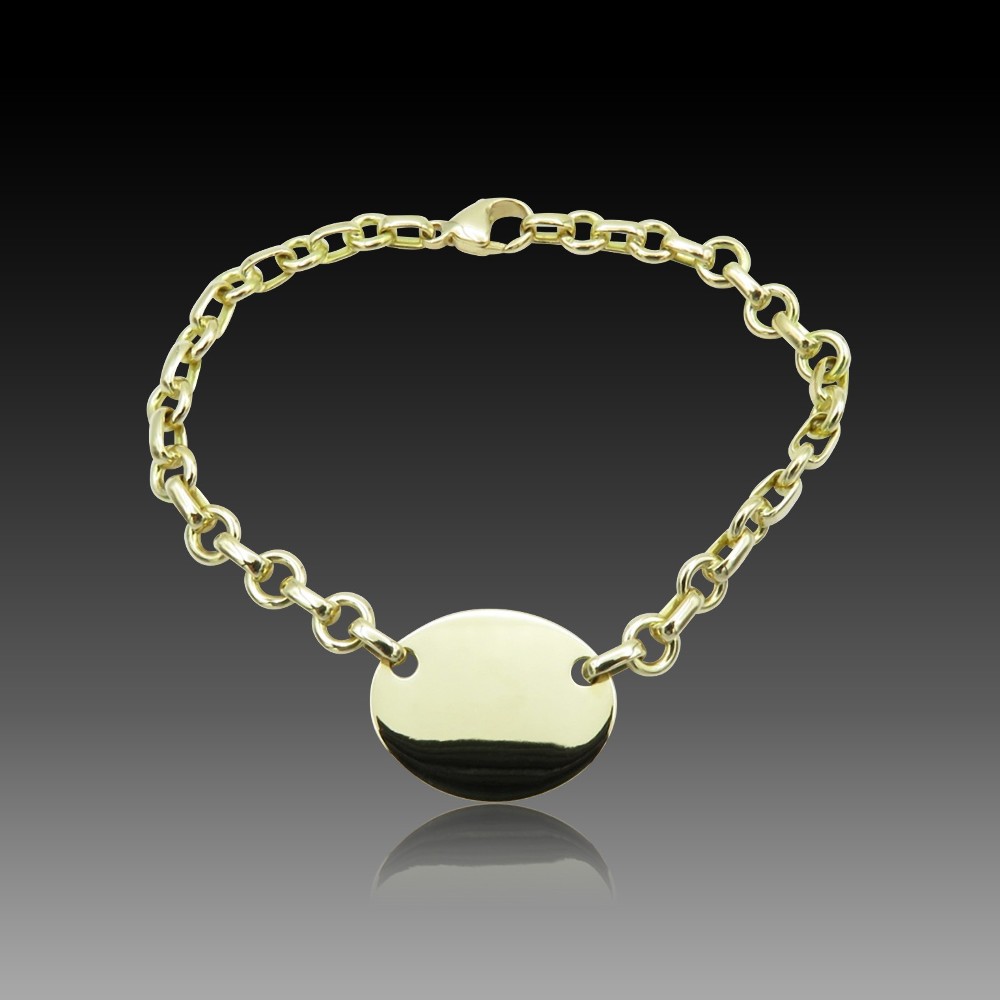 Bracelet Femme En Or 18K Jaune Et Blanc - Longueur 18,5 Cm - Vintage - Fabriqué En Italie