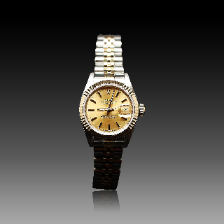 Montre Rolex Oyster Datejust Dame en Or & Acier de 1991. Cadran jaune. Ref : 69173 .